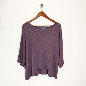 Sympli Purple Oversized Boxy Knit Cropped Half Sleeve Top